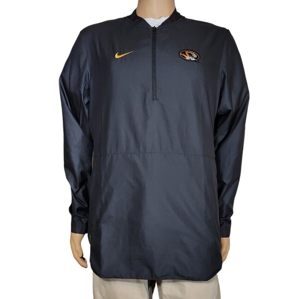 NIKE Mens Mizzou Tigers Missouri 1/4 Zip Pullover BLACK Medium NWOT Lightweight